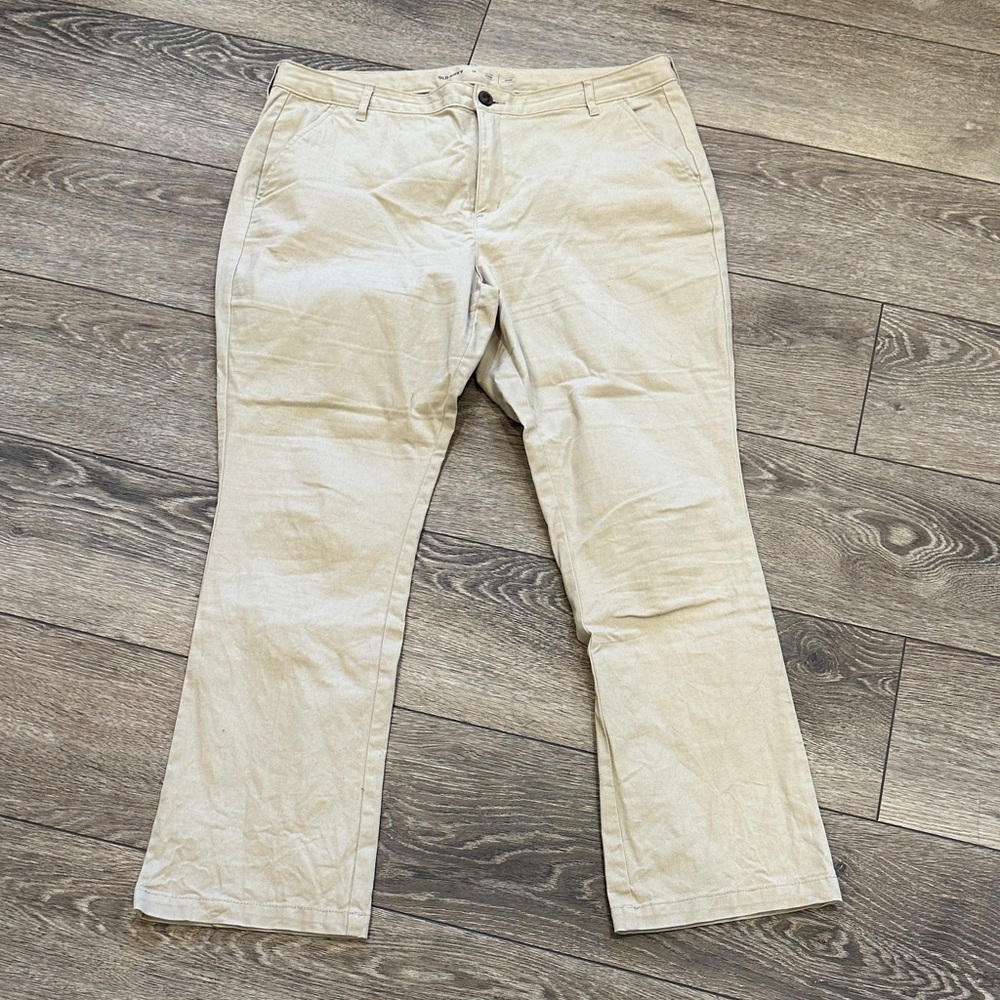 Old Navy high rise flare adjustable waist, Chino pants 16 beige